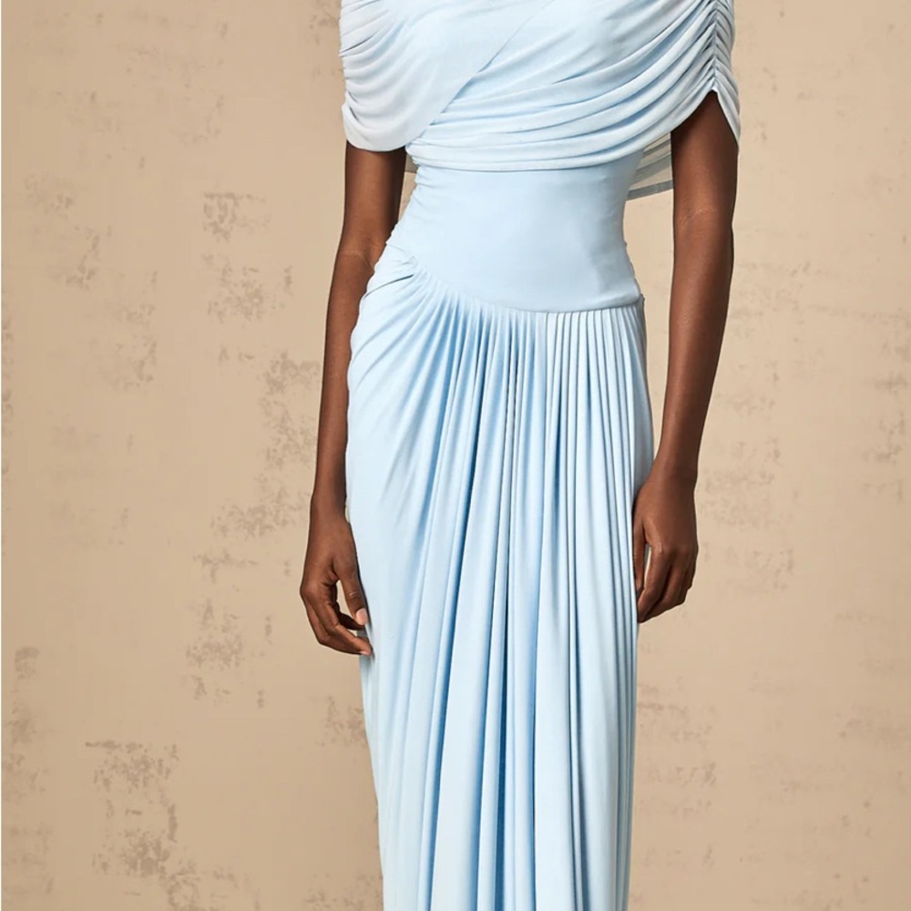 Miss Rosier Catherine asymmetric pleated maxi dress